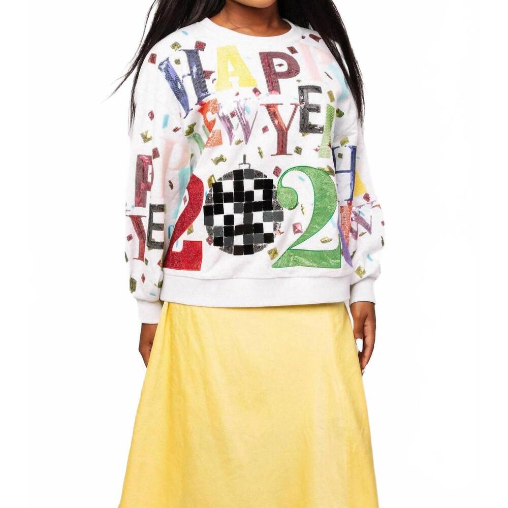 NEW QUEEN OF SPARKLES happy new year 2026 sweatshirt in grey